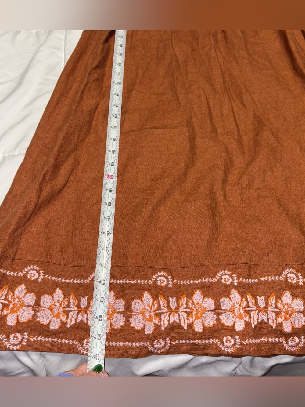 Spartina 449 Jennifer Midi Mocha Dress 100% Linen Embroidered Floral - Picture 4 of 9